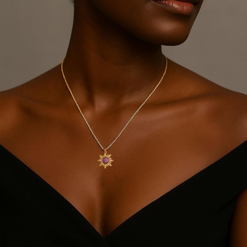 TACBSP Rapunz Sun Necklace for Women Tangled Necklace Sun Necklaces Opal Pendant Neckalces Healing Crystal Necklaces Christmas Trendy Jewelry - Image 2